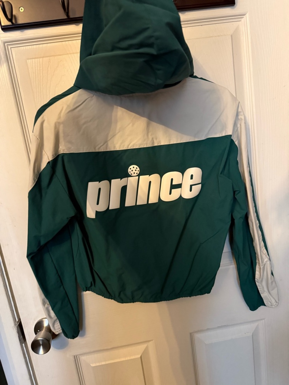 Prince Teal Hooded Crop Jacket with White Zip